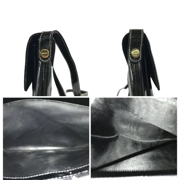 SALVATORE FERRAGAMO BAG SHOULDERBAG ENAMEL LEATHER